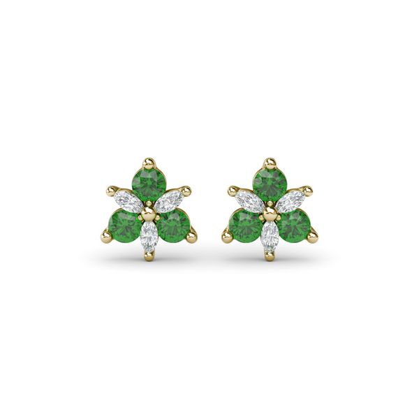 Trio Stud Emerald and Diamond Earrings Meritage Jewelers Lutherville, MD