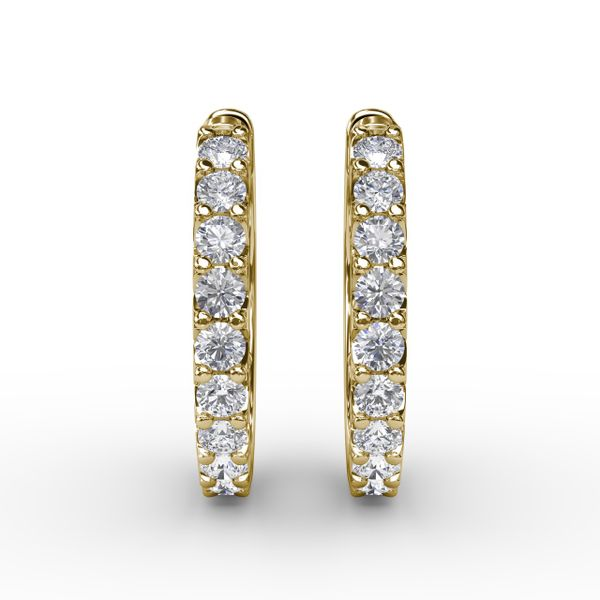 Diamond J-Hoop Earrings in 14K Yellow Gold