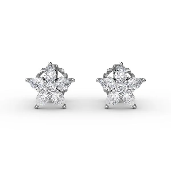 Fana Catalina Diamond Star Stud Earrings ER4973-14kt-White