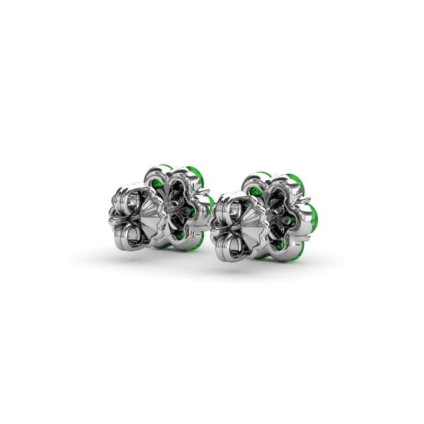 Floral Emerald And Diamond Stud Earrings  Image 3 Mesa Jewelers Grand Junction, CO