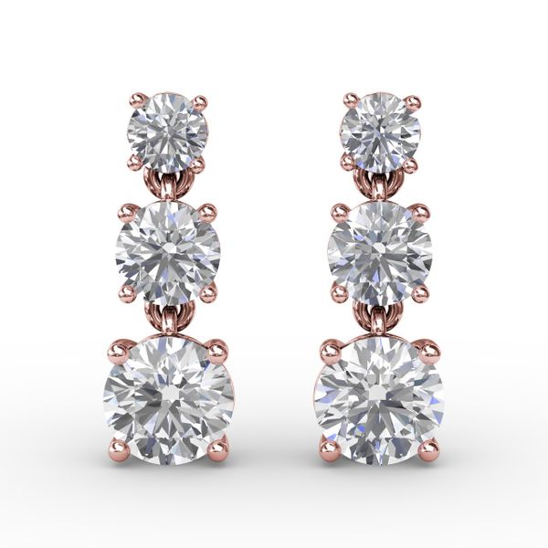 Dazzling Three Diamond Drop Earrings  Perry's Emporium Wilmington, NC