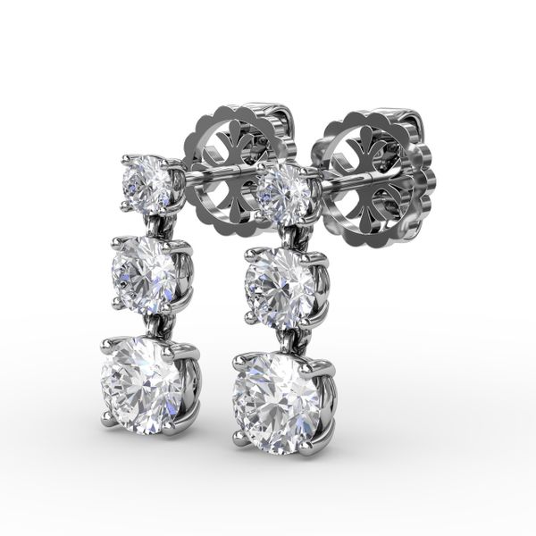 Dazzling Three Diamond Drop Earrings  Image 2 Lake Oswego Jewelers Lake Oswego, OR