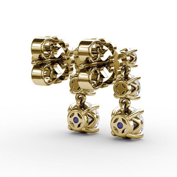 Dazzling Three Diamond Drop Earrings  Image 3 Cornell's Jewelers Rochester, NY