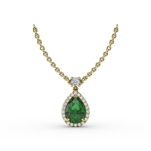 Emerald and Diamond Teardrop Necklace  J. Thomas Jewelers Rochester Hills, MI