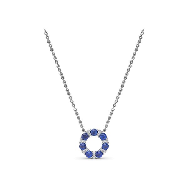 Shared Prong Sapphire and Diamond Circle Necklace The Diamond Center Claremont, CA