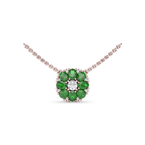 Emerald Flower Cluster Necklace S. Lennon & Co Jewelers New Hartford, NY