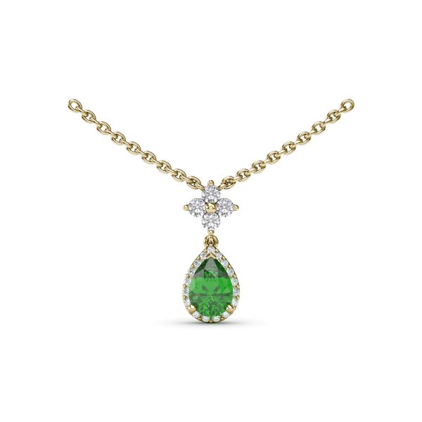 Emerald and Diamond Teardrop Necklace Mesa Jewelers Grand Junction, CO