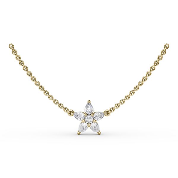 Petite Floral Diamond Necklace  Harris Jeweler Troy, OH