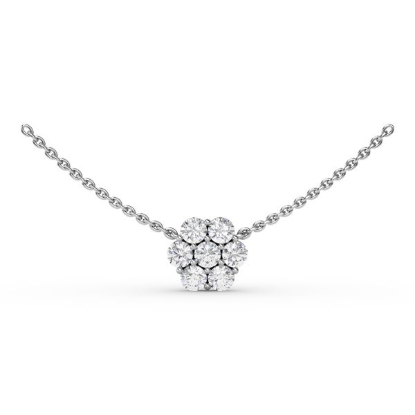 Fana Emerald and Diamond Halo Necklace P1834E-14kt-White | Bay Area Diamond  Company | Green Bay, WI
