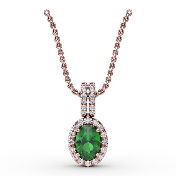 Sophisticated Emerald and Diamond Pendant  Perry's Emporium Wilmington, NC