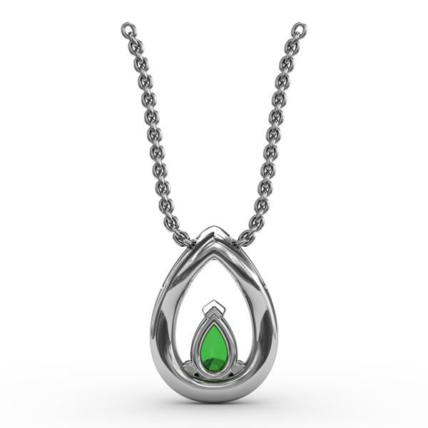 Tears of Love Emerald and Diamond Pendant  Image 3 Sanders Diamond Jewelers Pasadena, MD