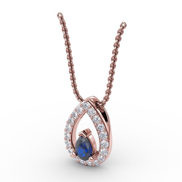 Tears of Love Sapphire and Diamond Pendant  Image 2 Castle Couture Fine Jewelry Manalapan, NJ