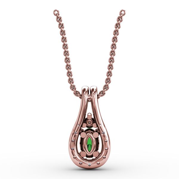 Halo Teardrop Emerald and Diamond Pendant  Image 3 Selman's Jewelers-Gemologist McComb, MS