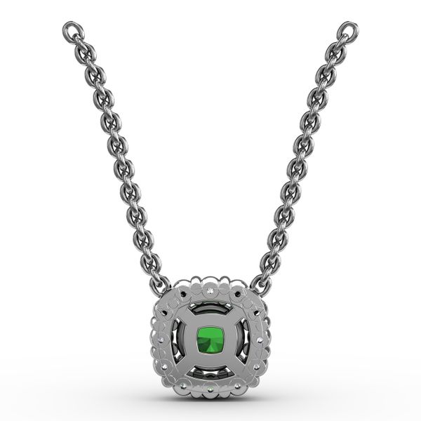 Classic Round Emerald and Diamond Pendant Image 3 D. Geller & Son Jewelers Atlanta, GA
