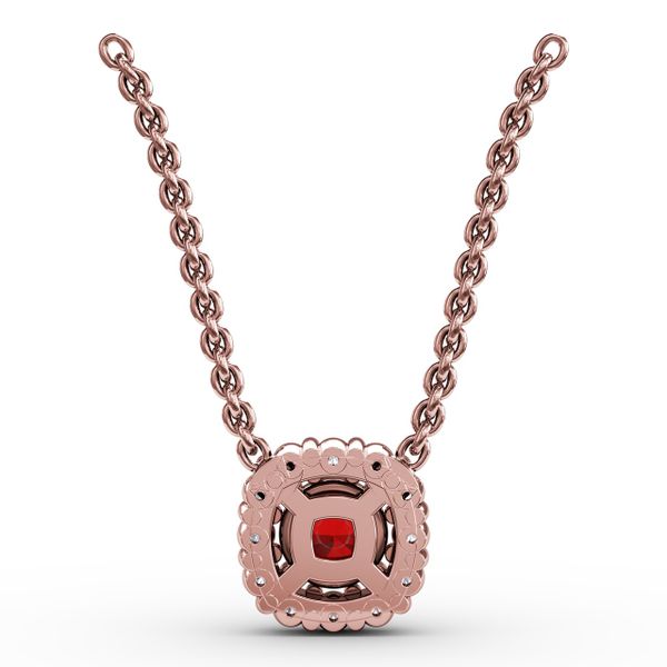 Classic Round Ruby and Diamond Pendant Image 3 D. Geller & Son Jewelers Atlanta, GA