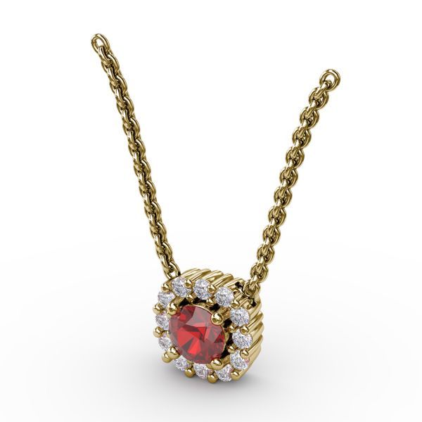 Classic Round Ruby and Diamond Pendant Image 2 Conti Jewelers Endwell, NY