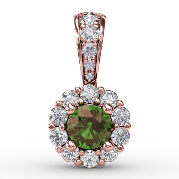 Halo Emerald and Diamond Pendant  J. Thomas Jewelers Rochester Hills, MI