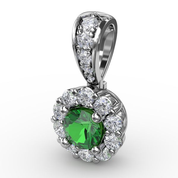 Halo Emerald and Diamond Pendant  Image 2 Castle Couture Fine Jewelry Manalapan, NJ