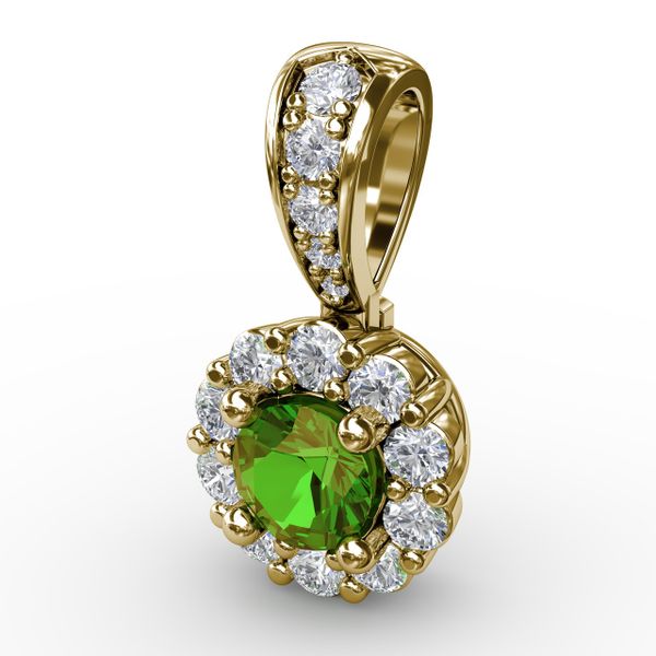 Halo Emerald and Diamond Pendant  Image 2 Gaines Jewelry Flint, MI