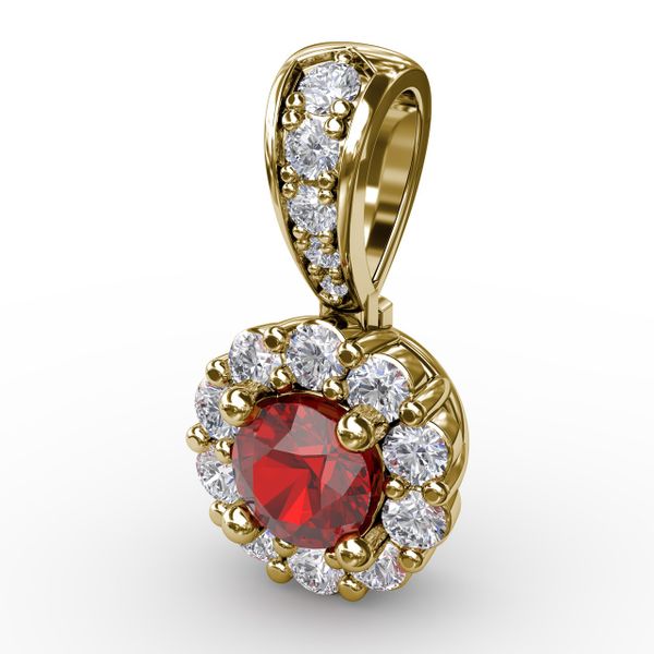 Halo Ruby and Diamond Pendant  Image 2 John Herold Jewelers Randolph, NJ