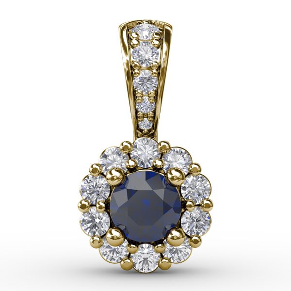 Halo Sapphire and Diamond Pendant  P.K. Bennett Jewelers Mundelein, IL