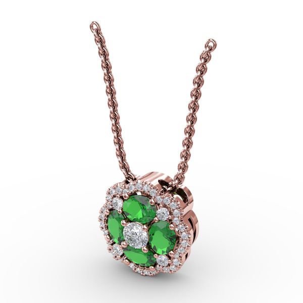 Love in Bloom Emerald and Diamond Pendant  Image 2 Perry's Emporium Wilmington, NC