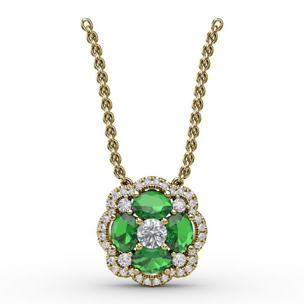 Love in Bloom Emerald and Diamond Pendant  S. Lennon & Co Jewelers New Hartford, NY