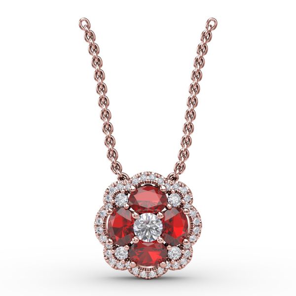 Love in Bloom Ruby and Diamond Pendant  J. Thomas Jewelers Rochester Hills, MI