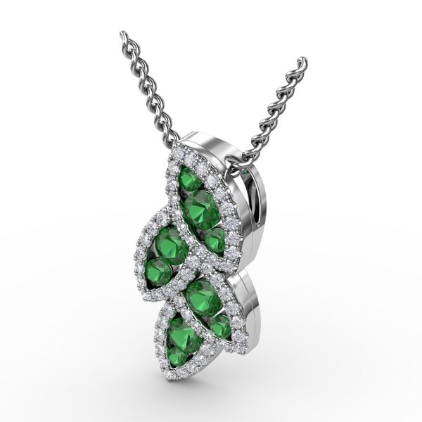 Glam Galore Emerald and Diamond Leaf Pendant Image 2 LeeBrant Jewelry & Watch Co Sandy Springs, GA