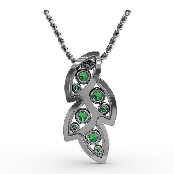 Glam Galore Emerald and Diamond Leaf Pendant Image 3 Falls Jewelers Concord, NC