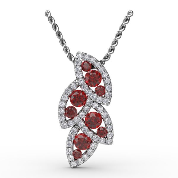 Glam Galore Ruby and Diamond Leaf Pendant Lake Oswego Jewelers Lake Oswego, OR