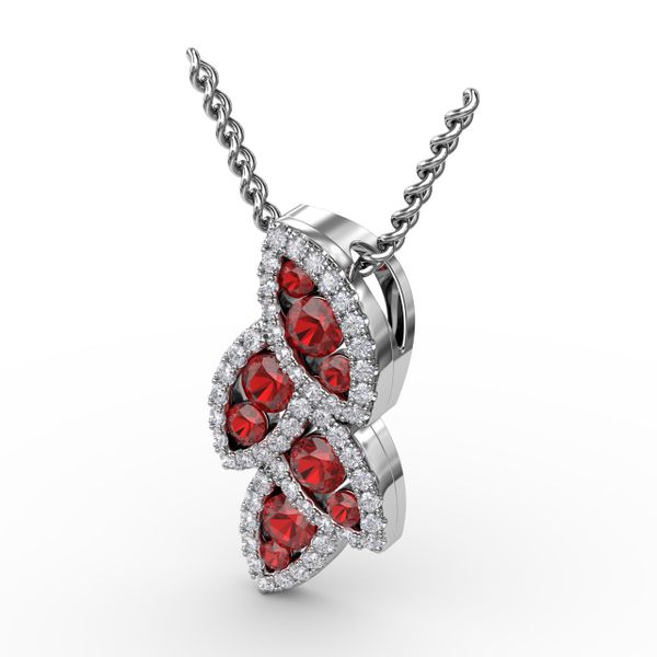 Glam Galore Ruby and Diamond Leaf Pendant Image 2 Conti Jewelers Endwell, NY
