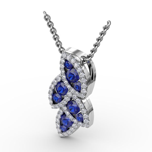 Glam Galore Sapphire and Diamond Leaf Pendant Image 2 Milano Jewelers Pembroke Pines, FL