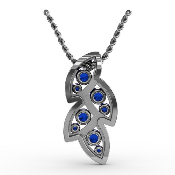 Glam Galore Sapphire and Diamond Leaf Pendant Image 3 Shannon Jewelers Spring, TX