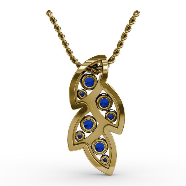Glam Galore Sapphire and Diamond Leaf Pendant Image 3 Mesa Jewelers Grand Junction, CO