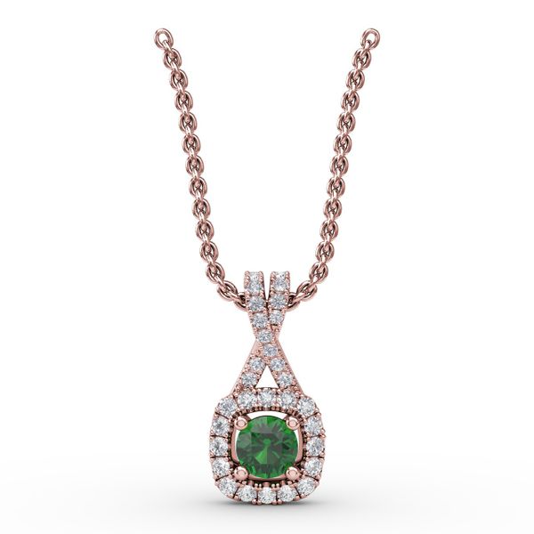 Halo Emerald and Diamond Pendant  D. Geller & Son Jewelers Atlanta, GA