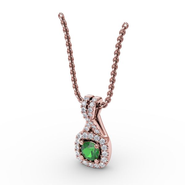 Halo Emerald and Diamond Pendant  Image 2 Shannon Jewelers Spring, TX