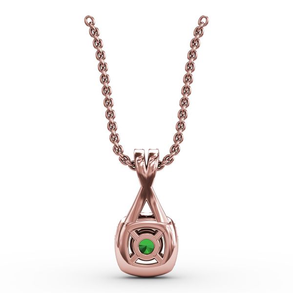Halo Emerald and Diamond Pendant  Image 3 Milano Jewelers Pembroke Pines, FL