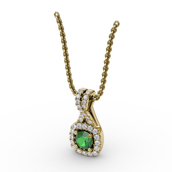 Halo Emerald and Diamond Pendant  Image 2 Falls Jewelers Concord, NC