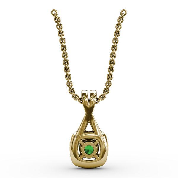 Halo Emerald and Diamond Pendant  Image 3 Mesa Jewelers Grand Junction, CO