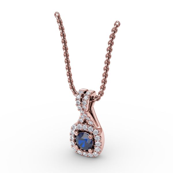 Halo Sapphire and Diamond Pendant  Image 2 Conti Jewelers Endwell, NY
