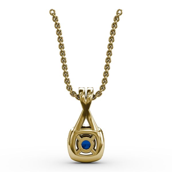 Halo Sapphire and Diamond Pendant  Image 3 Gaines Jewelry Flint, MI