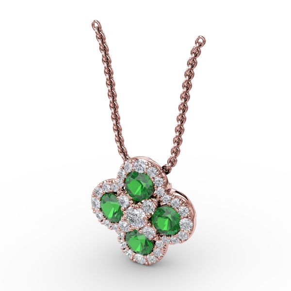 Flower Emerald and Diamond Pendant  Image 2 Castle Couture Fine Jewelry Manalapan, NJ