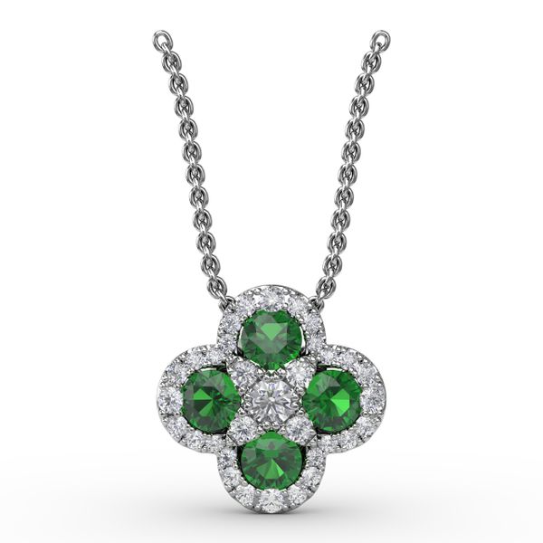 Flower Emerald and Diamond Pendant  Shannon Jewelers Spring, TX
