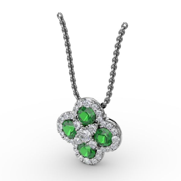 Flower Emerald and Diamond Pendant  Image 2 Graham Jewelers Wayzata, MN