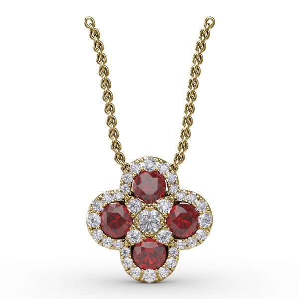 Flower Ruby and Diamond Pendant  J. Thomas Jewelers Rochester Hills, MI