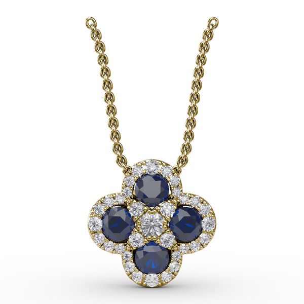 Flower Sapphire and Diamond Pendant  Shannon Jewelers Spring, TX