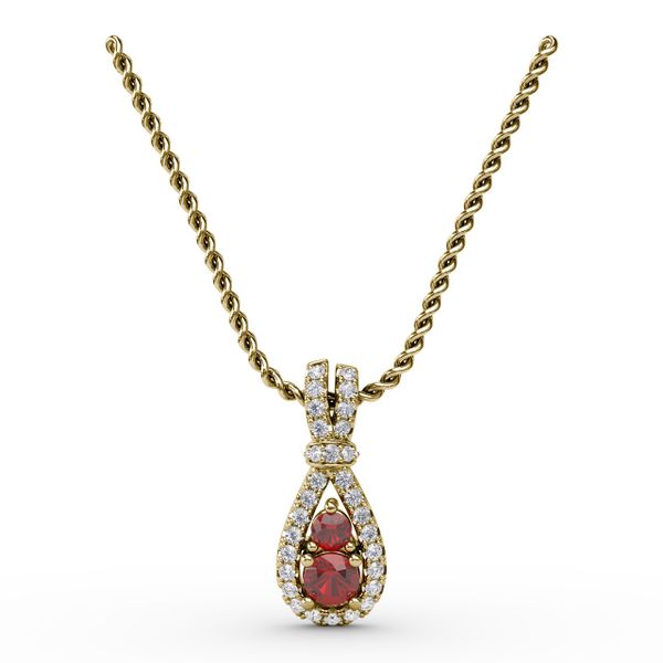 Teardrop Ruby and Diamond Pendant  Cornell's Jewelers Rochester, NY