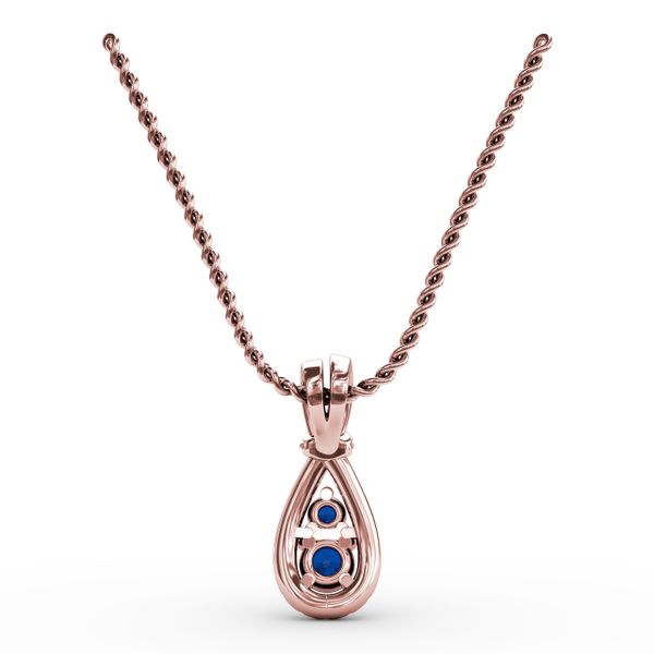 Teardrop Sapphire and Diamond Pendant  Image 3 Gaines Jewelry Flint, MI