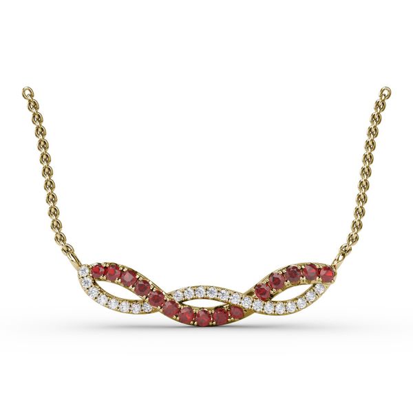 Ruby and Diamond Twist Pendant Cornell's Jewelers Rochester, NY